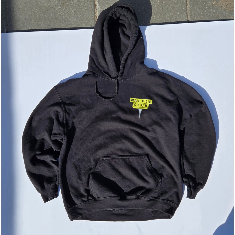 Waffle Club Hoodie Black‎ Size M Medium Streetwear Graphic Pullover Sweatshirt